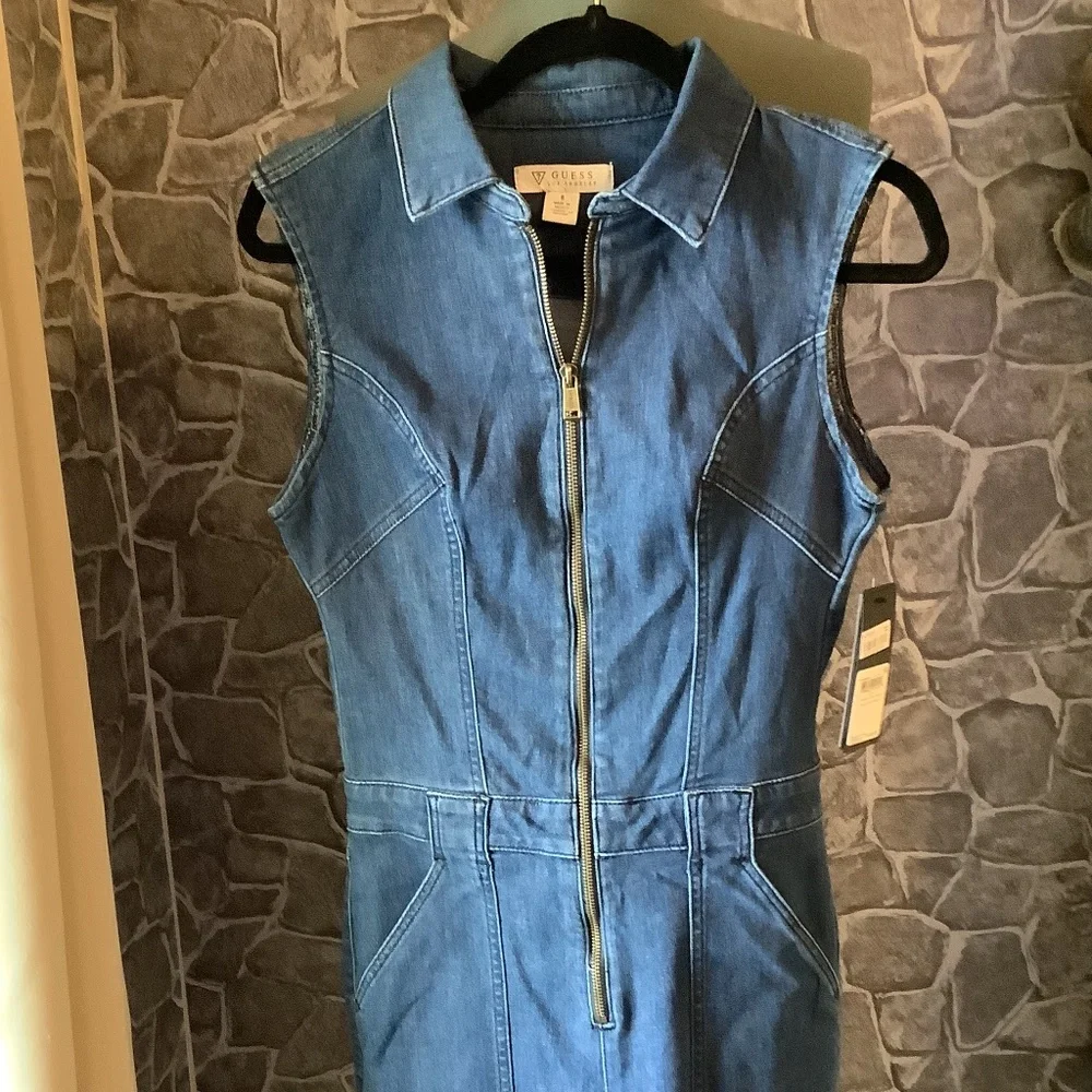 NWT Guess Jessie Utility Fitted Denim Jumpsuit 6 - Picture 4 of 14